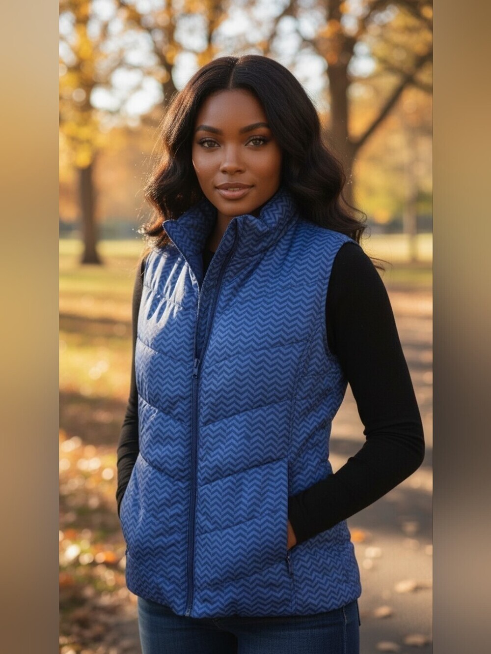 Kim Rogers Blue Quilted Vest with Water-Resistant Finish